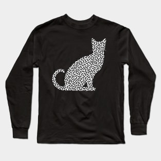 Black and White Squiggle Cat Lover Long Sleeve T-Shirt